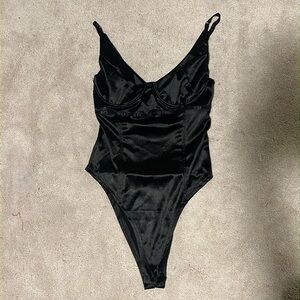 black size large satin bodysuit